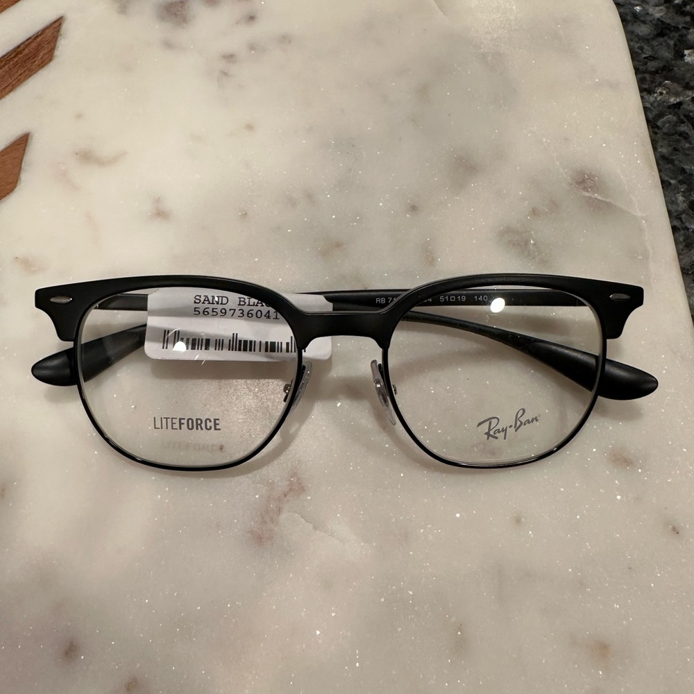 RayBan prescription eyeglasses frames, “sand black” metal. NWT